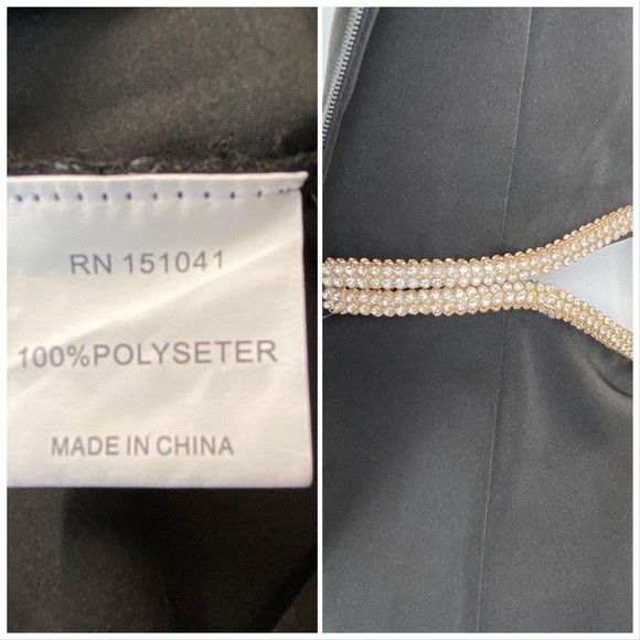 $159 Few Moda Bodycon Black Peek a Boo Rhinestones Detail Dress NWT large - Picture 4 of 6